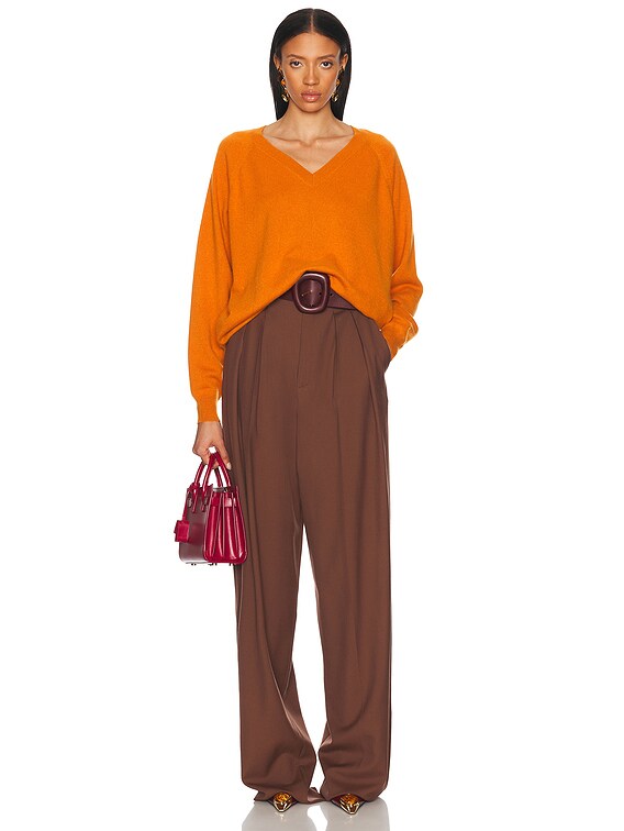 Saint Laurent V-neck Sweater in Orange | FWRD Saint Laurent V-neck Sweater in Orange | FWRD