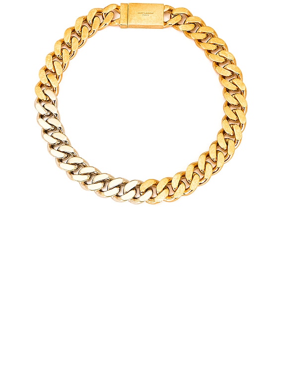 Saint Laurent Thick Curb Chain Necklace in Or Pale Or Laiton