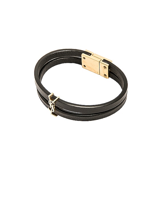 Saint Laurent 2020s Black Opyum Leather Bracelet · INTO