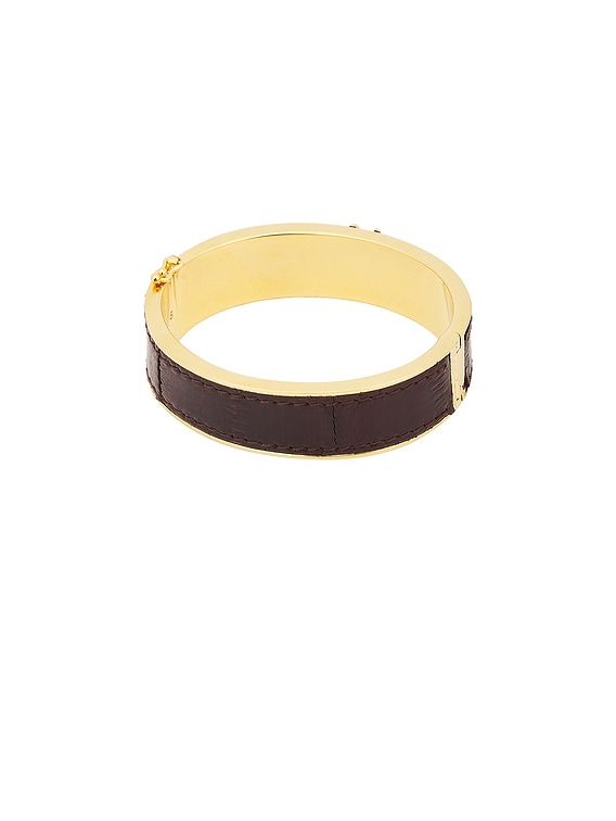 Saint Laurent Lizard Bangle in Scotch Brown & Dark Scotch Brown | FWRD