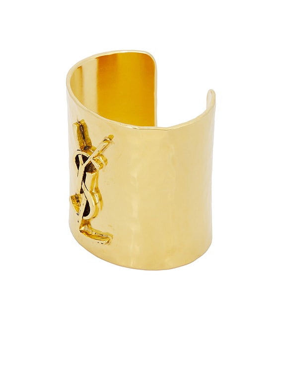 Saint Laurent Hammered Cuff in Or Laiton | FWRD
