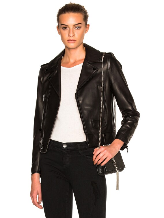【SAINT LAURENT】 Classic Motorcycle Jacket - Black Saint Laurent Classic Motorcycle Jacket in Black & Black | FWRD