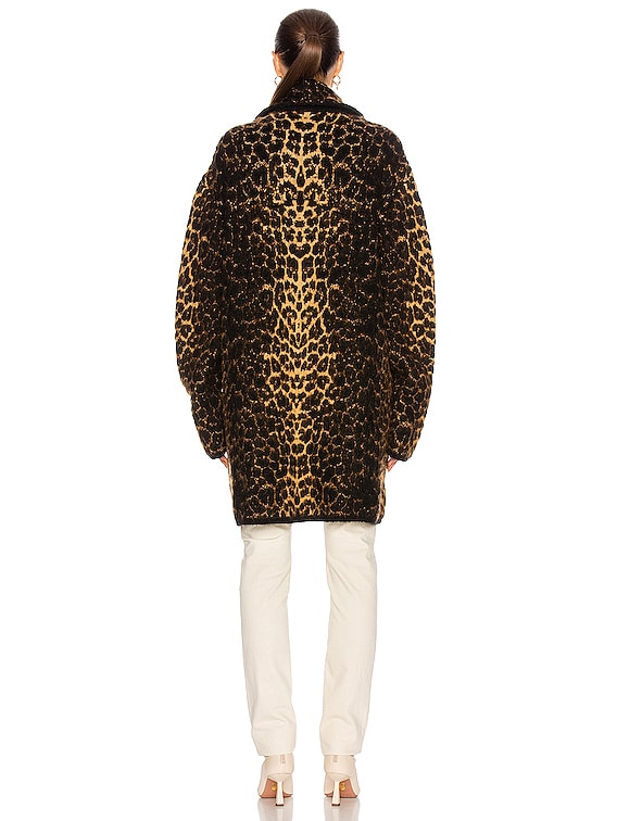 Saint Laurent Leopard Jacket in Noir & Camel & Marron | FWRD