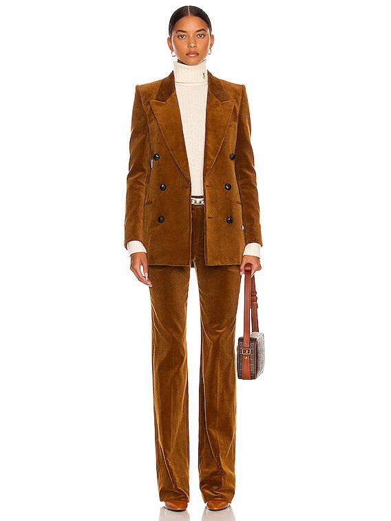 【SAINT LAURENT】cotton-corduroy ブレザー Saint Laurent Corduroy Jacket in Cognac | FWRD