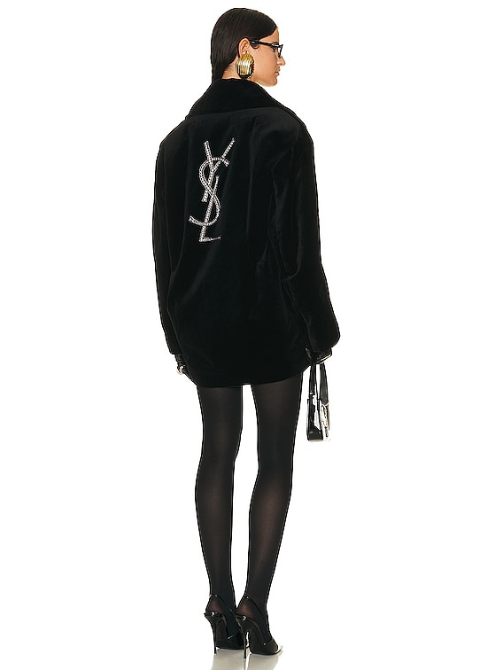 Monogram crystal-embellished tights in black - Saint Laurent
