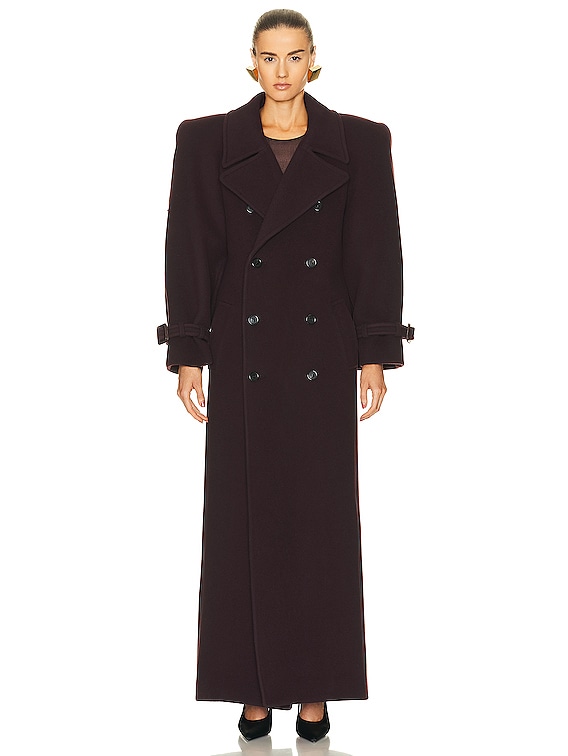 Saint Laurent Wool Coat in Grenat | FWRD