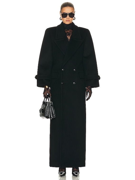 【関税＆送料込み】Saint Laurent Coats Saint Laurent Long Coat in Noir Profond | FWRD