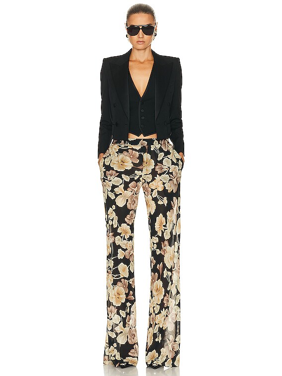 Saint Laurent Cropped Blazer in Nero | FWRD