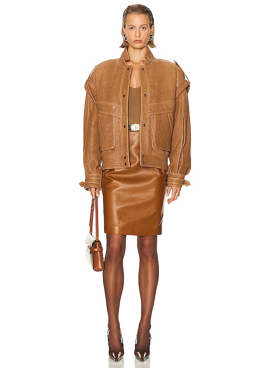 Saint Laurent Leather Jacket in Vigogne | FWRD