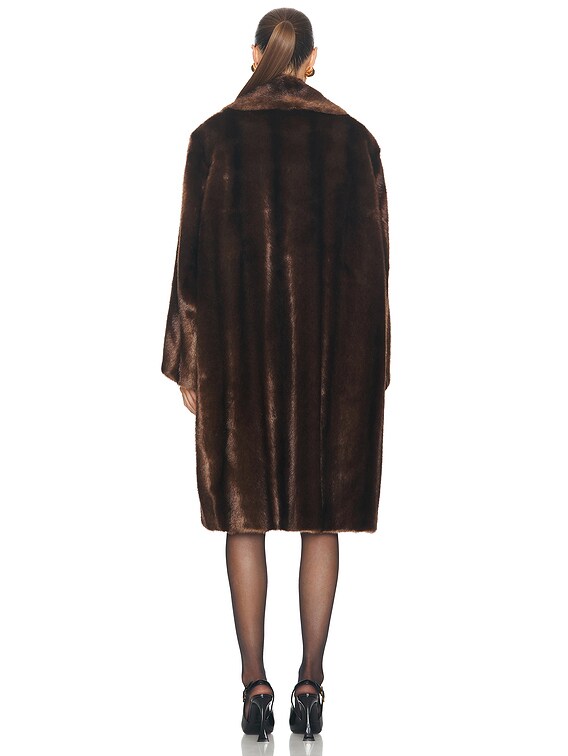 Saint Laurent Faux Fur Coat in Marron Clair & Marron | FWRD