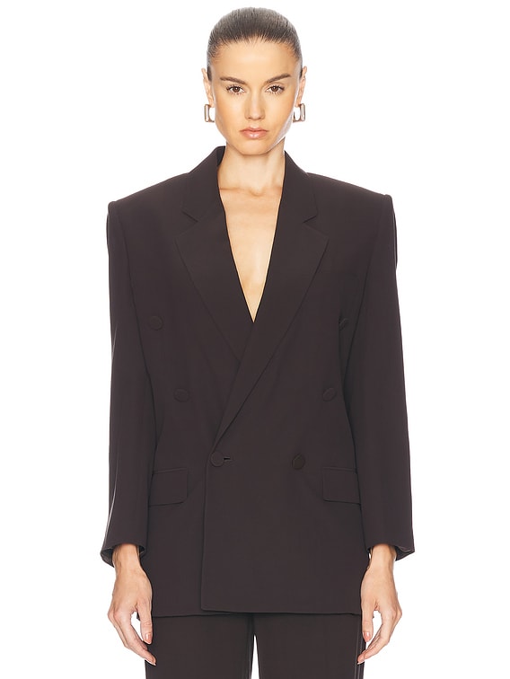 ローブブランDouble Breasted Blazer ジャケットブラウン Double