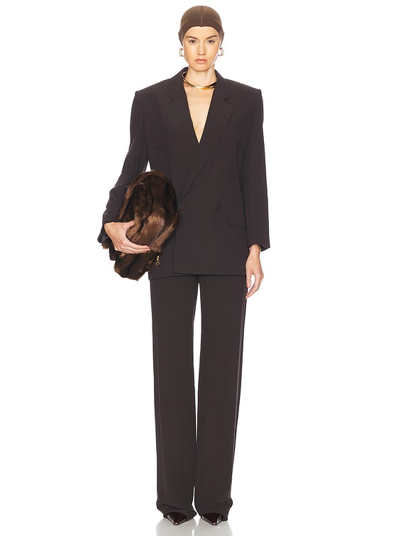 Saint Laurent Double Breasted Blazer in Chocolate | FWRD