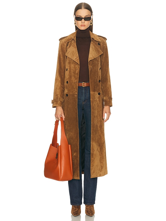 Saint Laurent Long Trench in Noix | FWRD