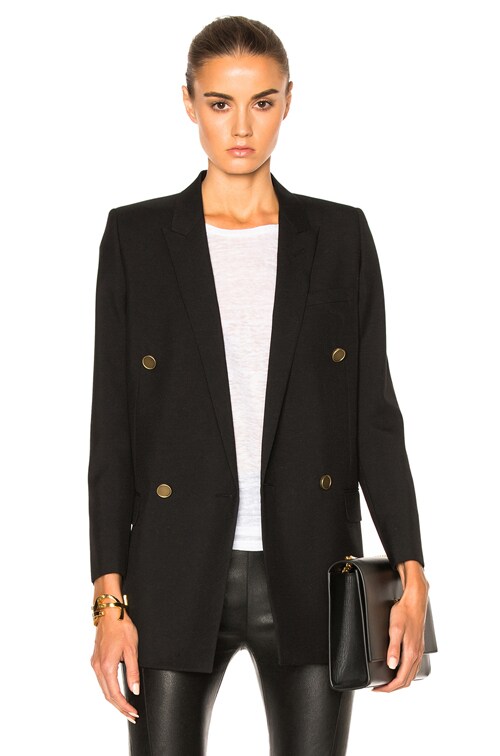 【送料&関税込】Saint Laurent Black Gabardine Blazer Saint Laurent Blazer in Noir | FWRD