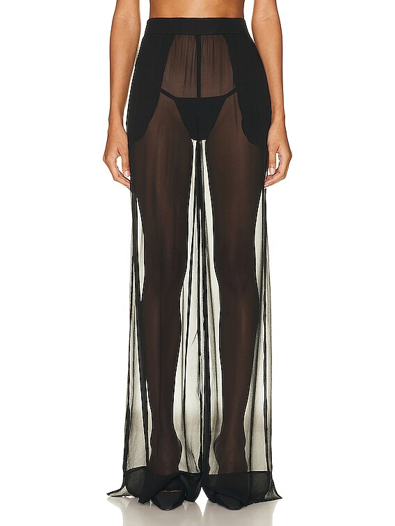 パンツ Saint Laurent FW24 Black silk pant (811445Y7I21 1000) Saint Laurent Satin Trousers | Black | FARFETCH