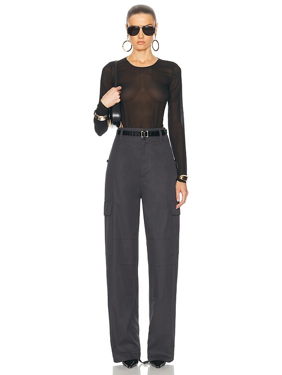 Saint Laurent Wide Leg Pant in Gris Fonce | FWRD