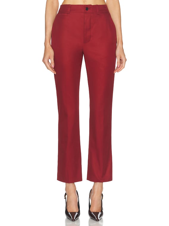Saint Laurent Bootcut Pant in Rouge Fonce | FWRD