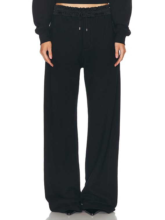 パンツ SAINT LAURENT Black Satin Wide-Leg Pant Saint Laurent Satin Trousers | Black | FARFETCH