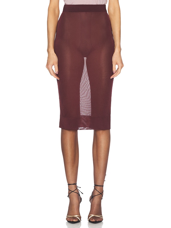 スカート SAINT LAURENT Woman Skirt Burgundy 811119 Y75YK 5080 Saint Laurent Burgundy semi-transparent pencil skirt