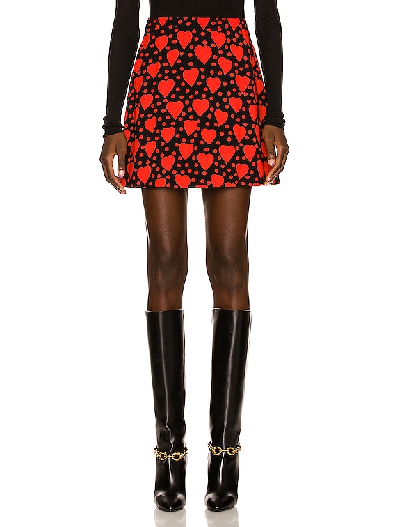 Saint Laurent Heart Dot Mini Skirt in Noir Vermillion | FWRD