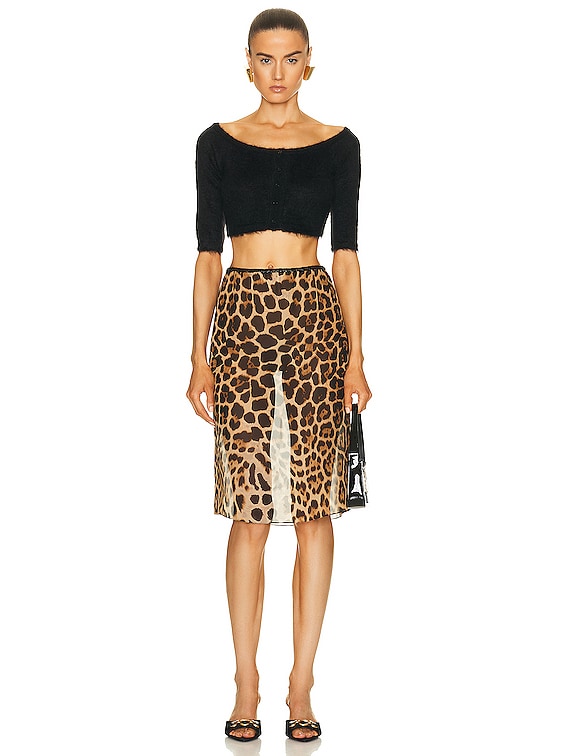 ミニスカート Saint Laurent All over print skirt Saint Laurent Midi Skirt in Leopard Silk Georgette | Saks