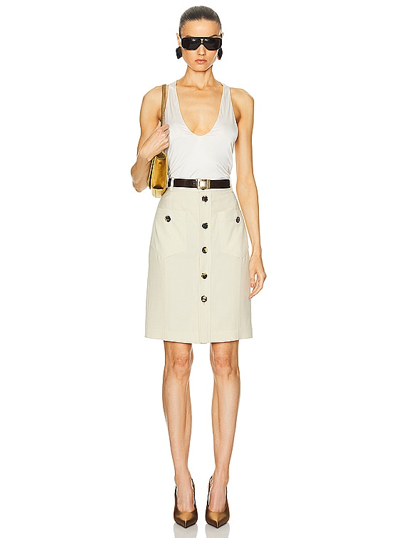 Saint Laurent Canvas Skirt in Beige | FWRD