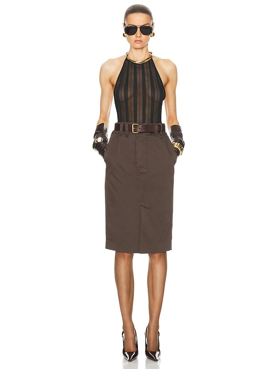 Saint Laurent Pencil Skirt in Dark Brown | FWRD