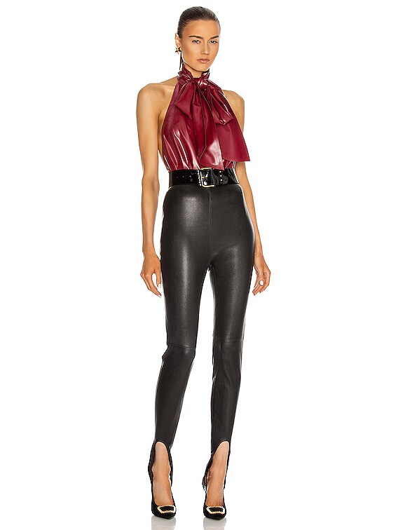 Saint Laurent Latex Sleeveless Bodysuit in Plum | FWRD