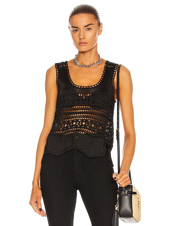 Saint Laurent Crochet Tank Top in Noir | FWRD