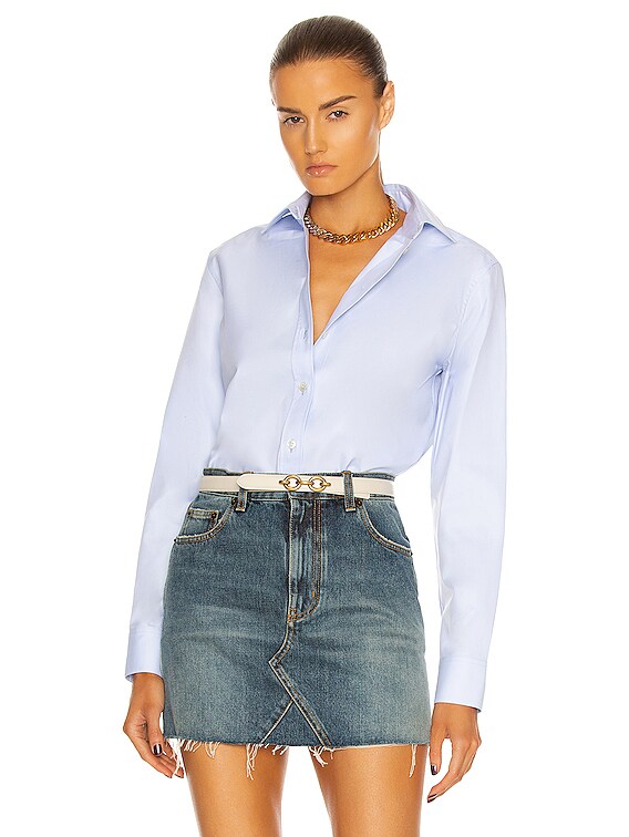 Saint Laurent Oversize Cotton Poplin Shirt in Bleu Clair | FWRD
