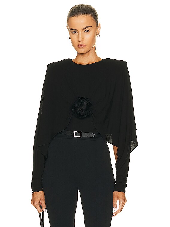 Saint Laurent Long Sleeve Top in Noir | FWRD