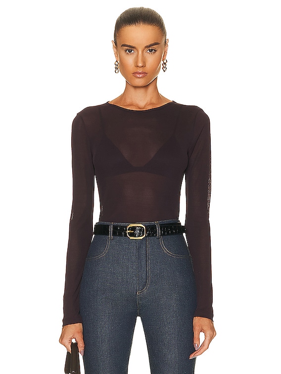 Saint Laurent Long Sleeve Top in Bordeaux | FWRD