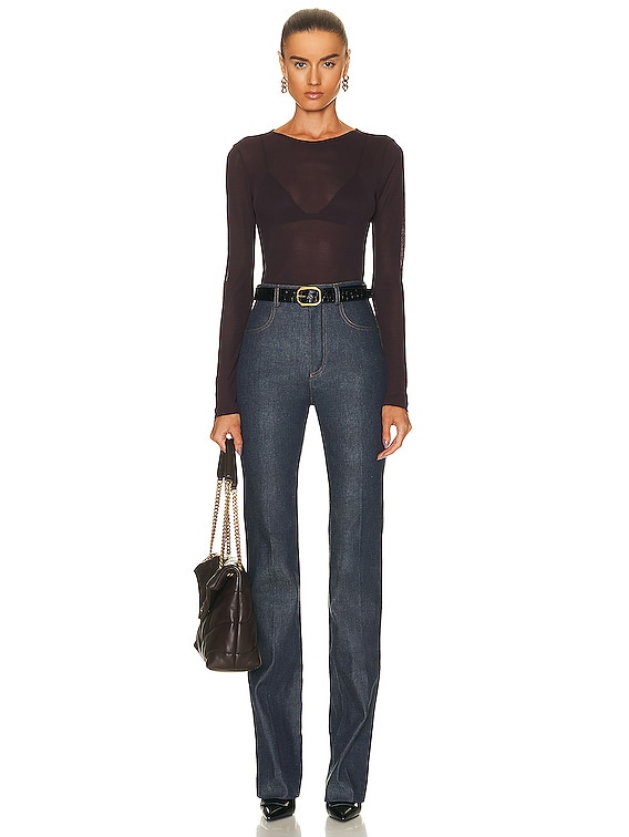 人気ブランドからコーディネートを探す Sleeve Long Laurent Saint Top FWRD | Bordeaux in カットソー(長袖/七分)