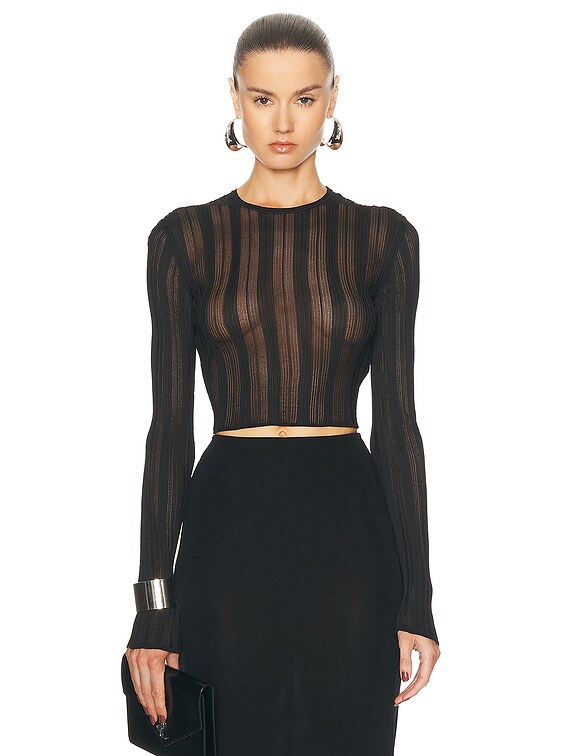 Saint Laurent Long Sleeve Top in Noir | FWRD