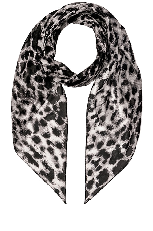 SAINT LAURENT: silk scarf with all over printed logo - Black