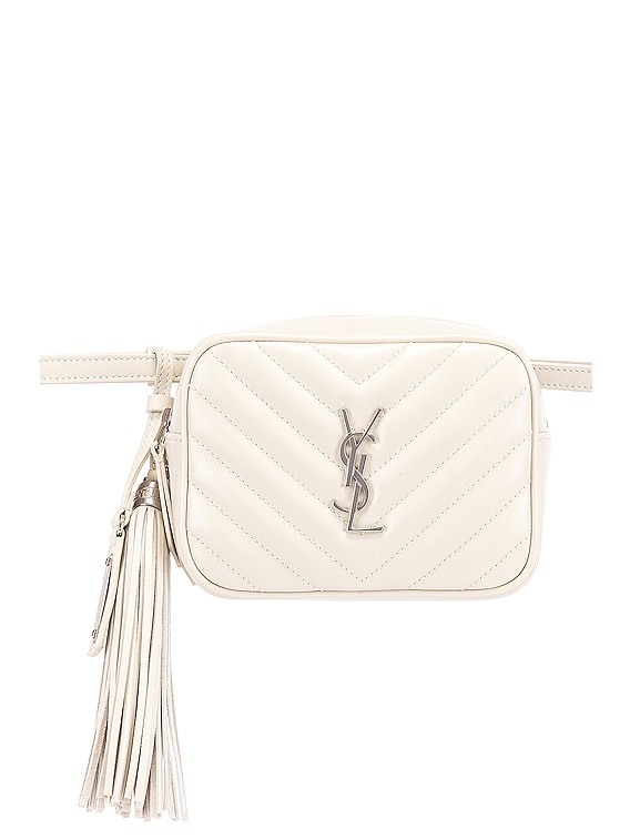 Saint Laurent Lou Leather Belt Bag in White