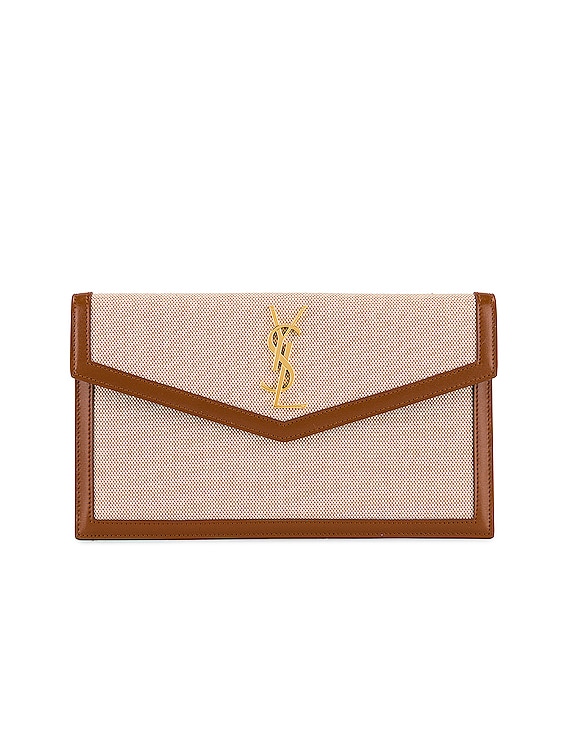 Saint Laurent Medium Canvas Clutch in Natural Brick FWRD