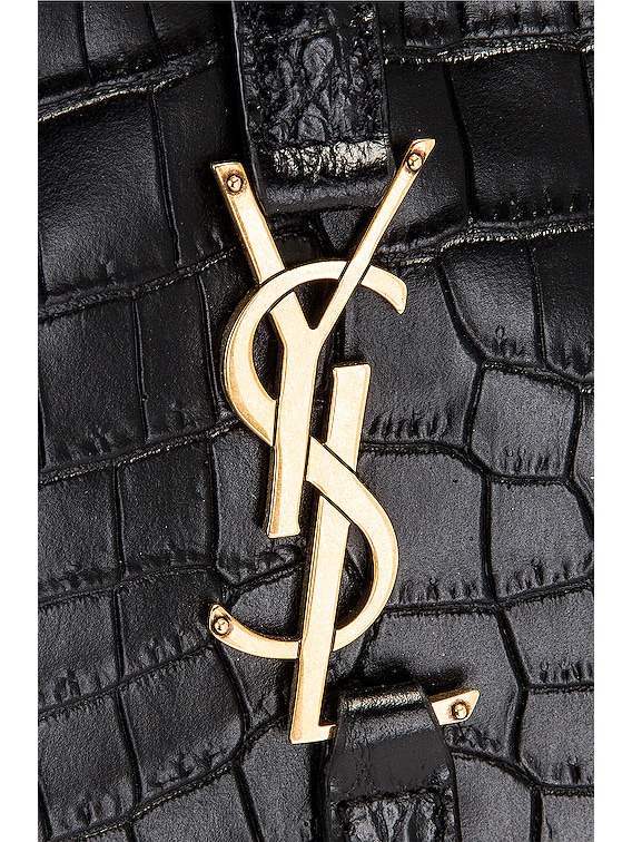 【Saint Laurent】FBC PASSANTMG PCROCO◆554465BOO0W Saint Laurent Le 5 A 7 Embossed Croc Hobo Bag in Nero