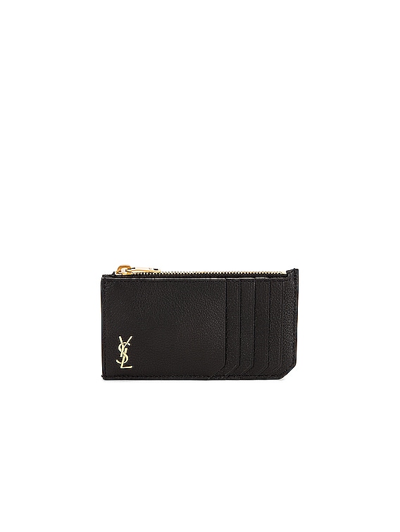 Saint Laurent Fragments Ysl Quilted Leather Card Case Nero