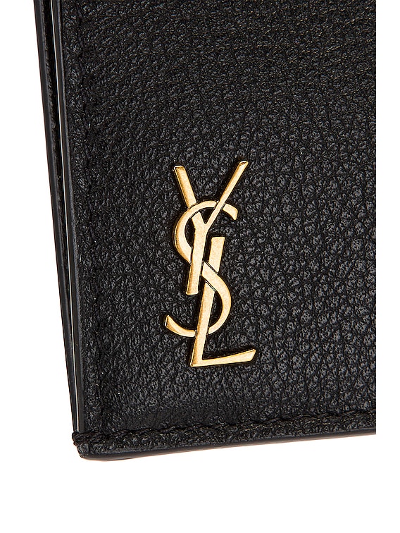 Saint Laurent Tiny Monogramme Zipped Fragments Card Holder in Nero 