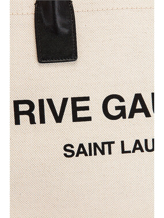 Saint Laurent Rive Gauche Logo Canvas Tote Greggio