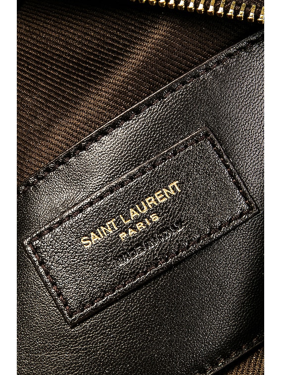 Saint Laurent Le Monogramme Coated Canvas Camera Bag in Chocolate/Khaki