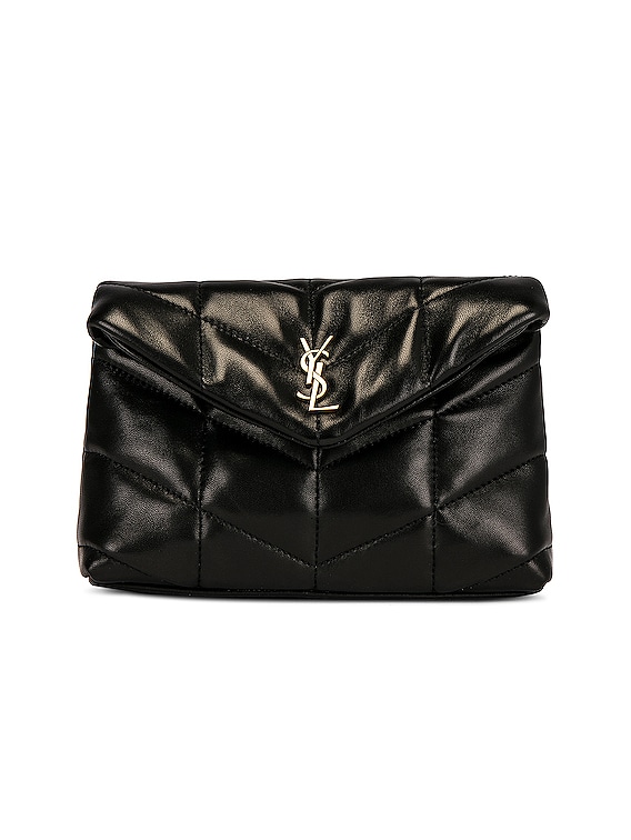 Saint Laurent Puffer Small Pouch in Quilted Lambskin - Black - Women