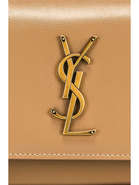 Saint Laurent Sunset Top Handle Chain Wallet Bag in Dark Toffee & Dark  Toffee