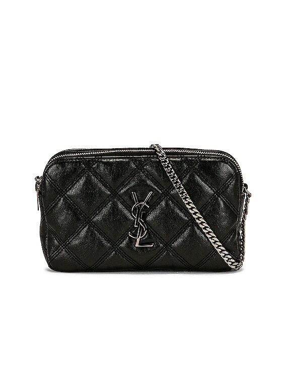 Saint Laurent Becky Double Zip Pouch in Nero | FWRD