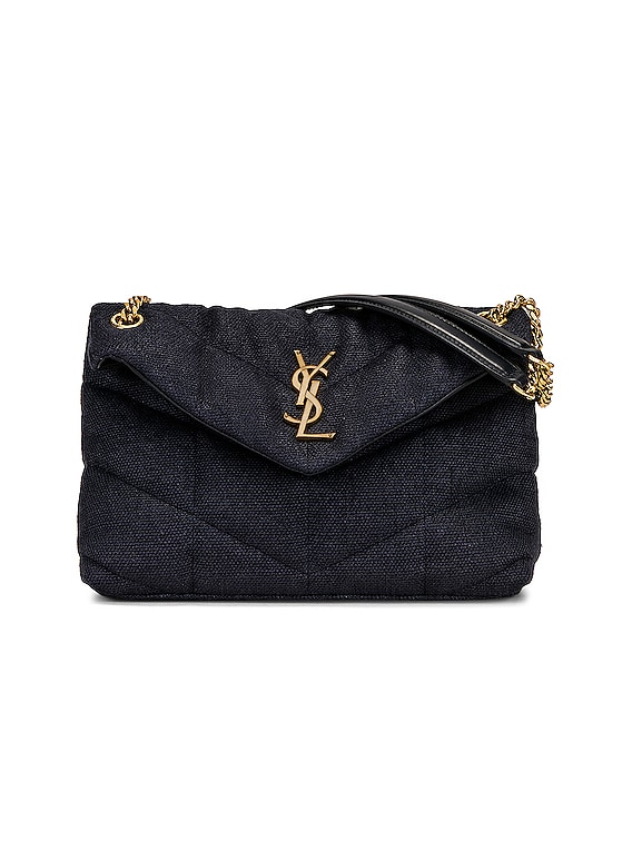 Saint Laurent Small Puffer Chain Bag in Deep Marine | FWRD