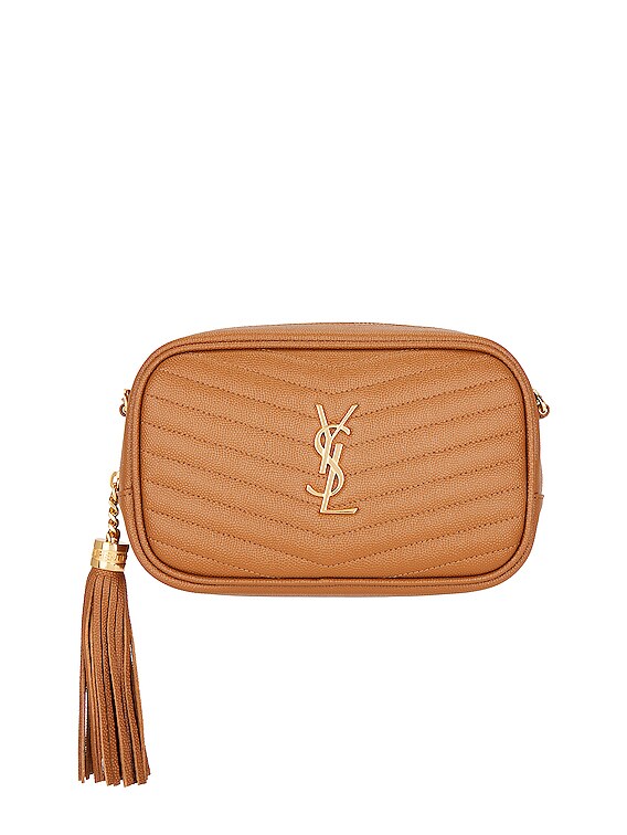 FWRD Renew Saint Laurent Mini Lou Chain Bag in Dark Beige