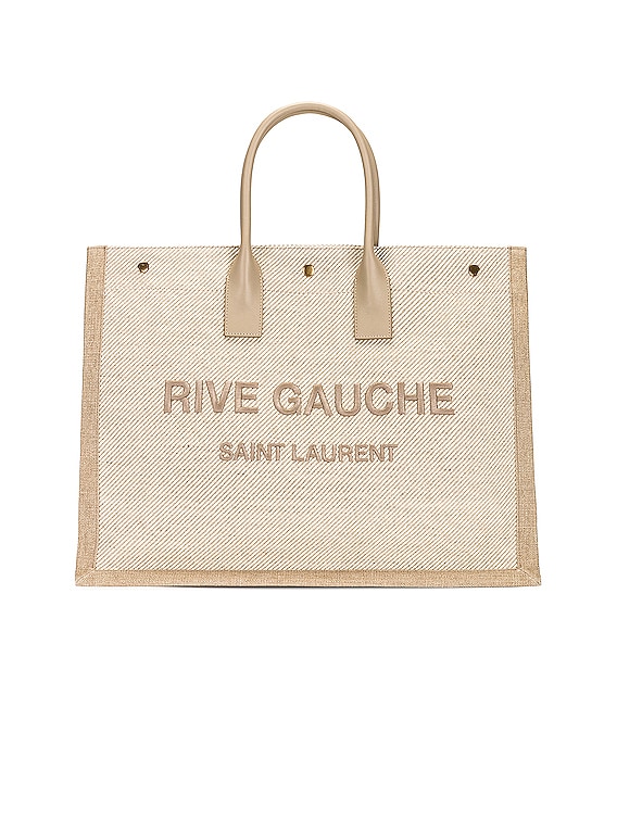 Saint Laurent Medium Rive Gauche Tote Bag in Beige & Sea Salt