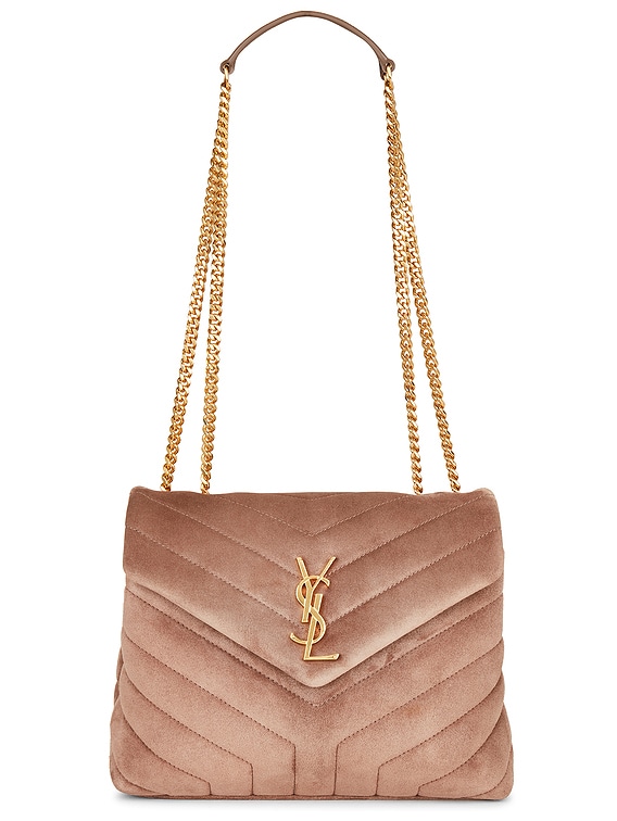 Saint Laurent Small Loulou Chain Bag in Taupe | FWRD
