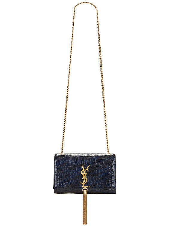 YSL ケイト キャンバス チェーンショルダーバッグ ネイビー スター Saint Laurent KATE バッグ - Blue & Nero | FWRD